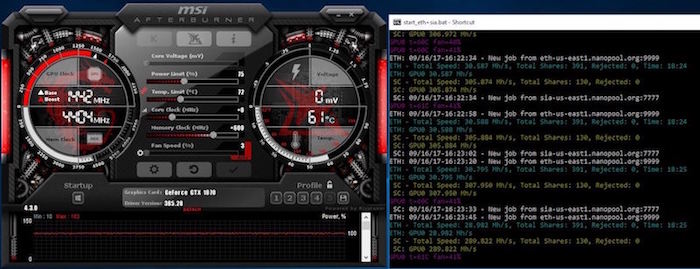 Display Claymore Miner Hashrate and MSI After Burner GPU Settings