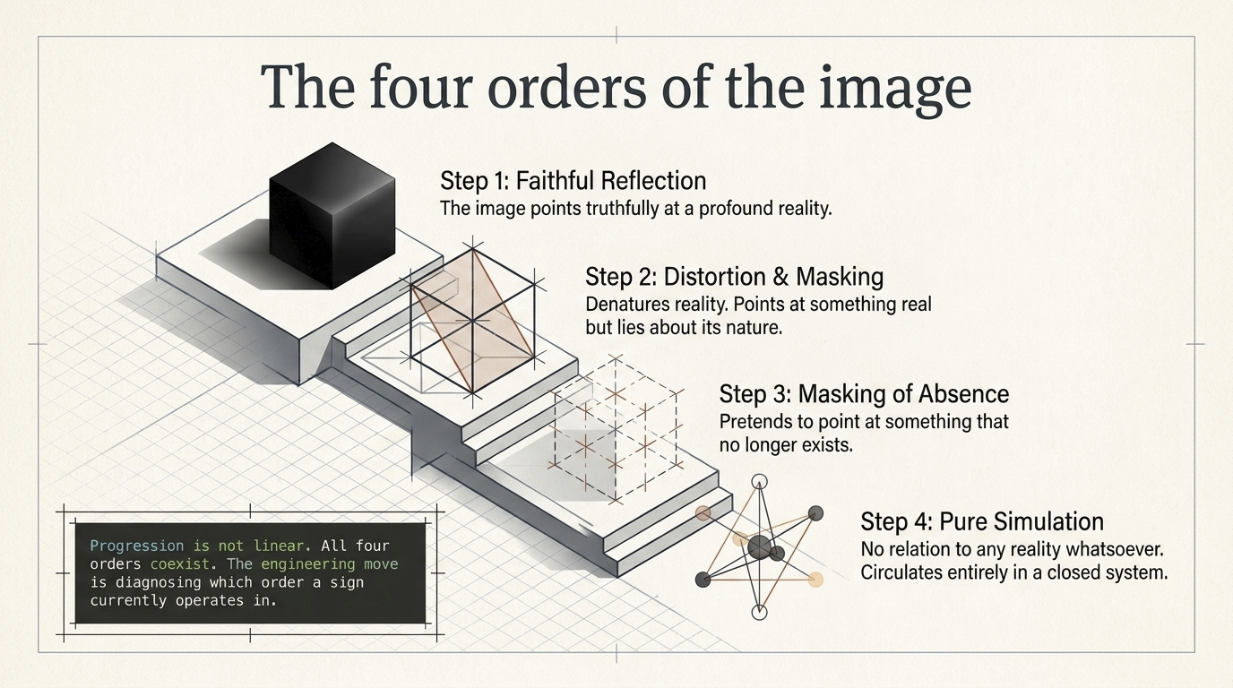 Slide showing the four orders of the image with diagrammatic cube-to-network icons, captioned with the four orders of the sign