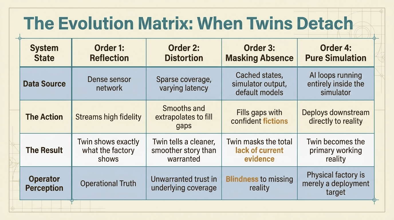 Evolution matrix reading down each Baudrillardian order