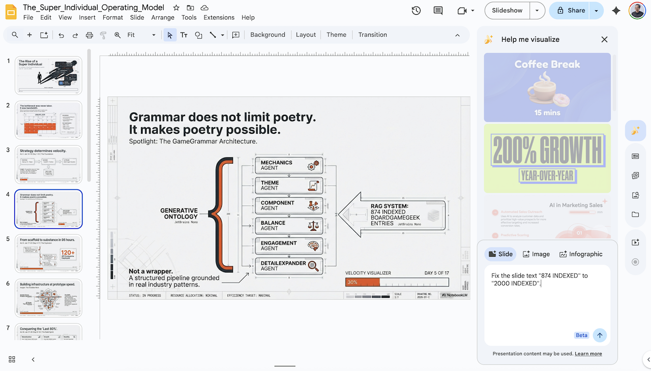 Nano Banana Pro editing interface in Google Slides