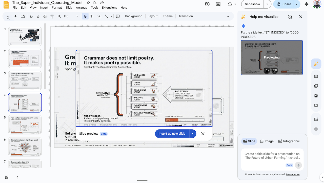 Generated corrected slide ready to insert