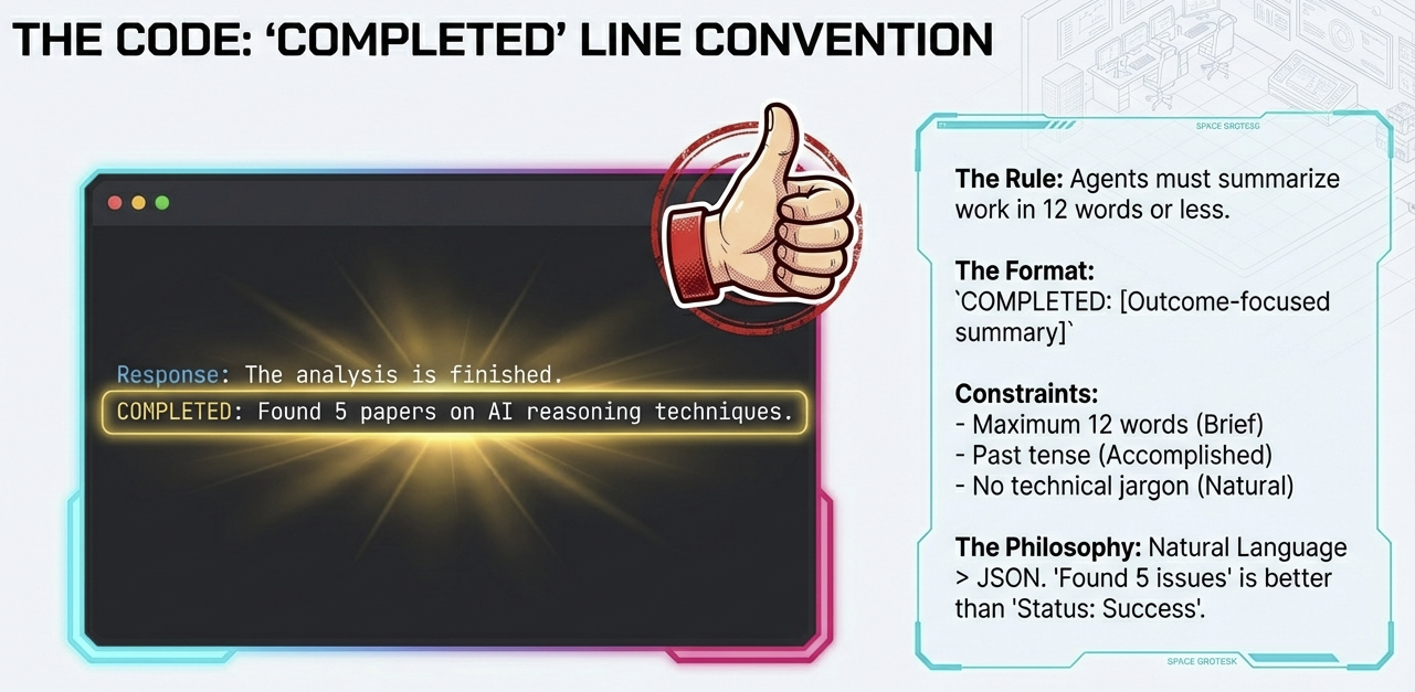 The Code: COMPLETED Line Convention