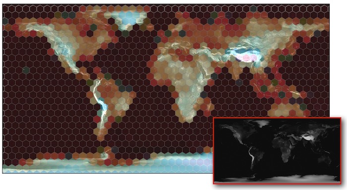 World Terrain Height Map to HexBin