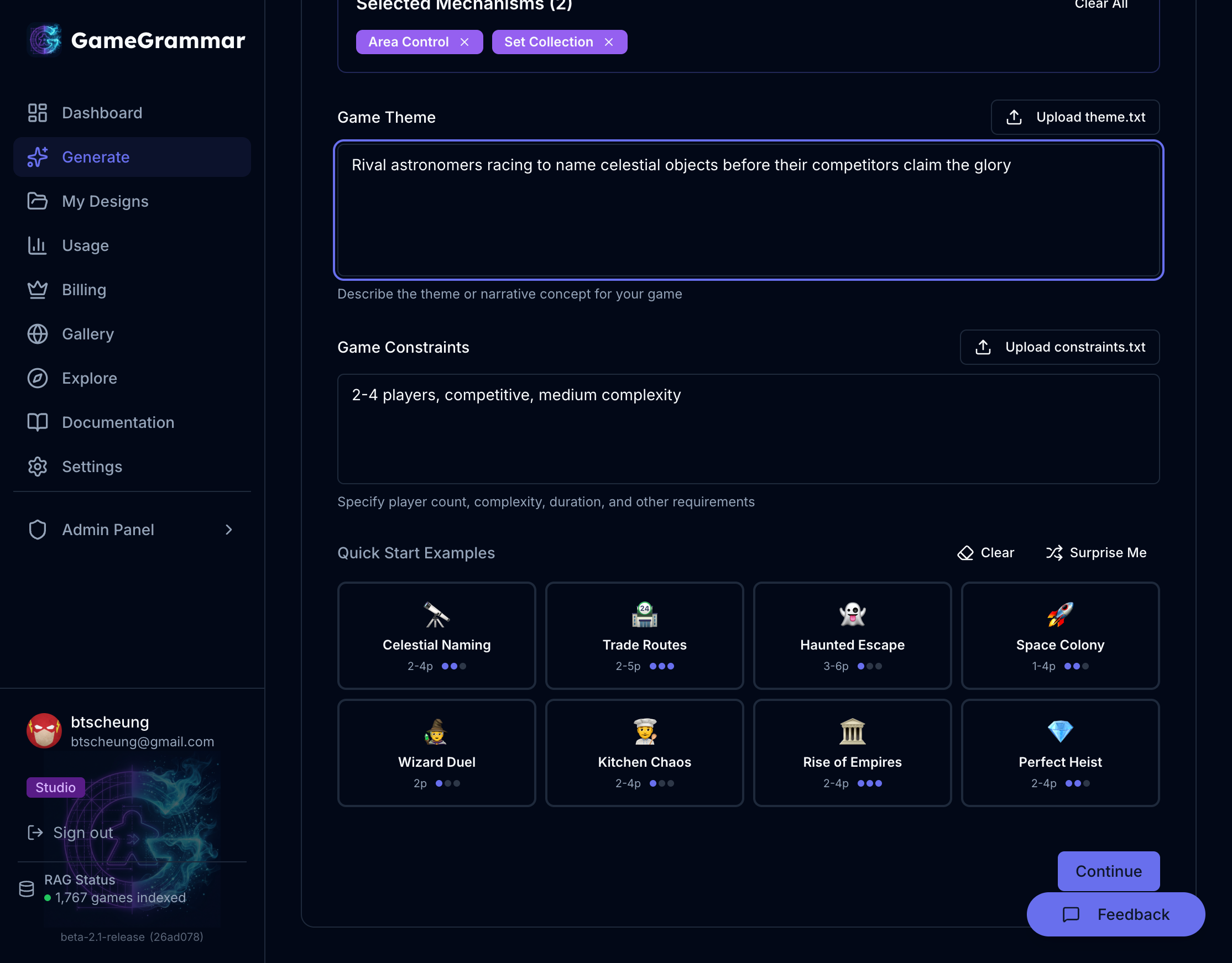GameGrammar Generate Step 1