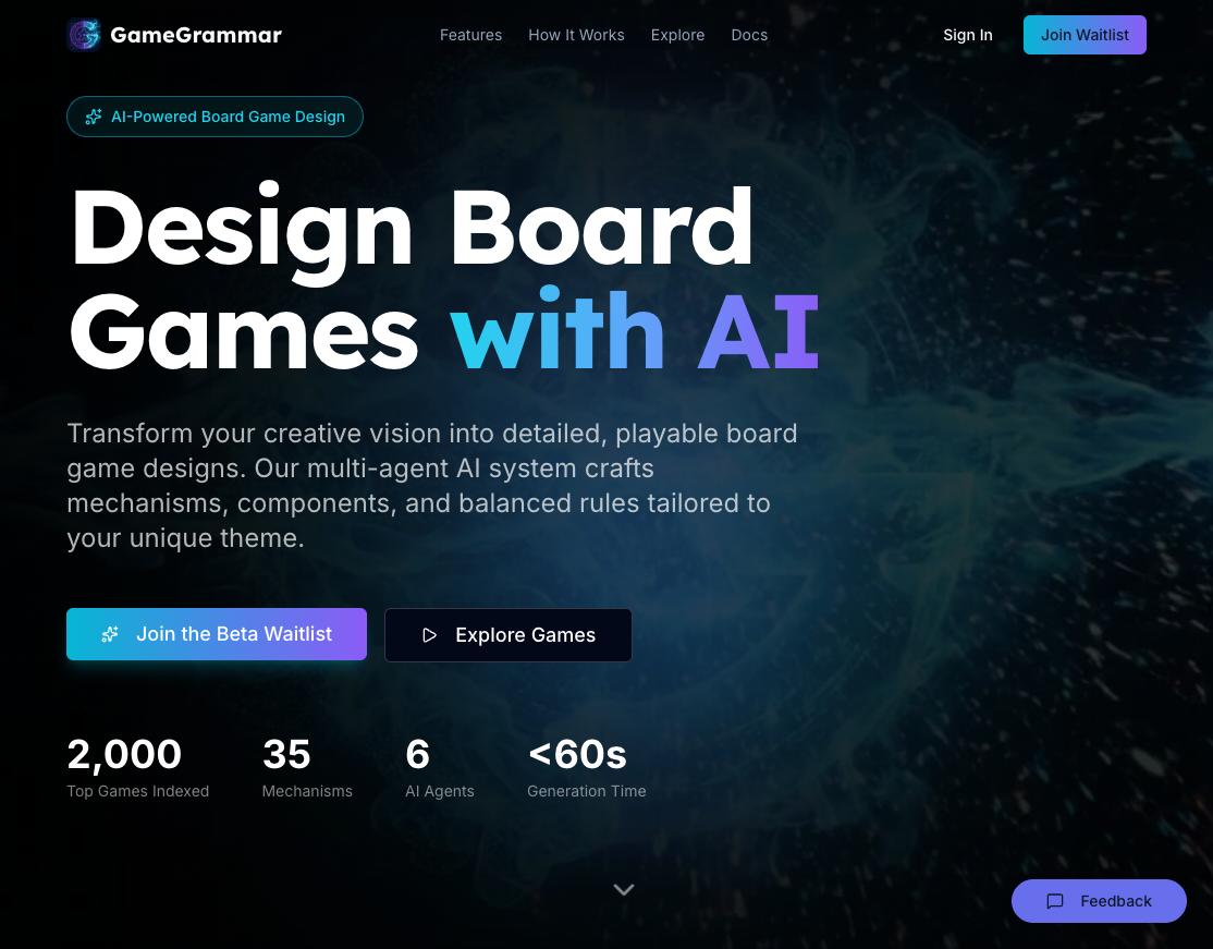 GameGrammar Landing Page