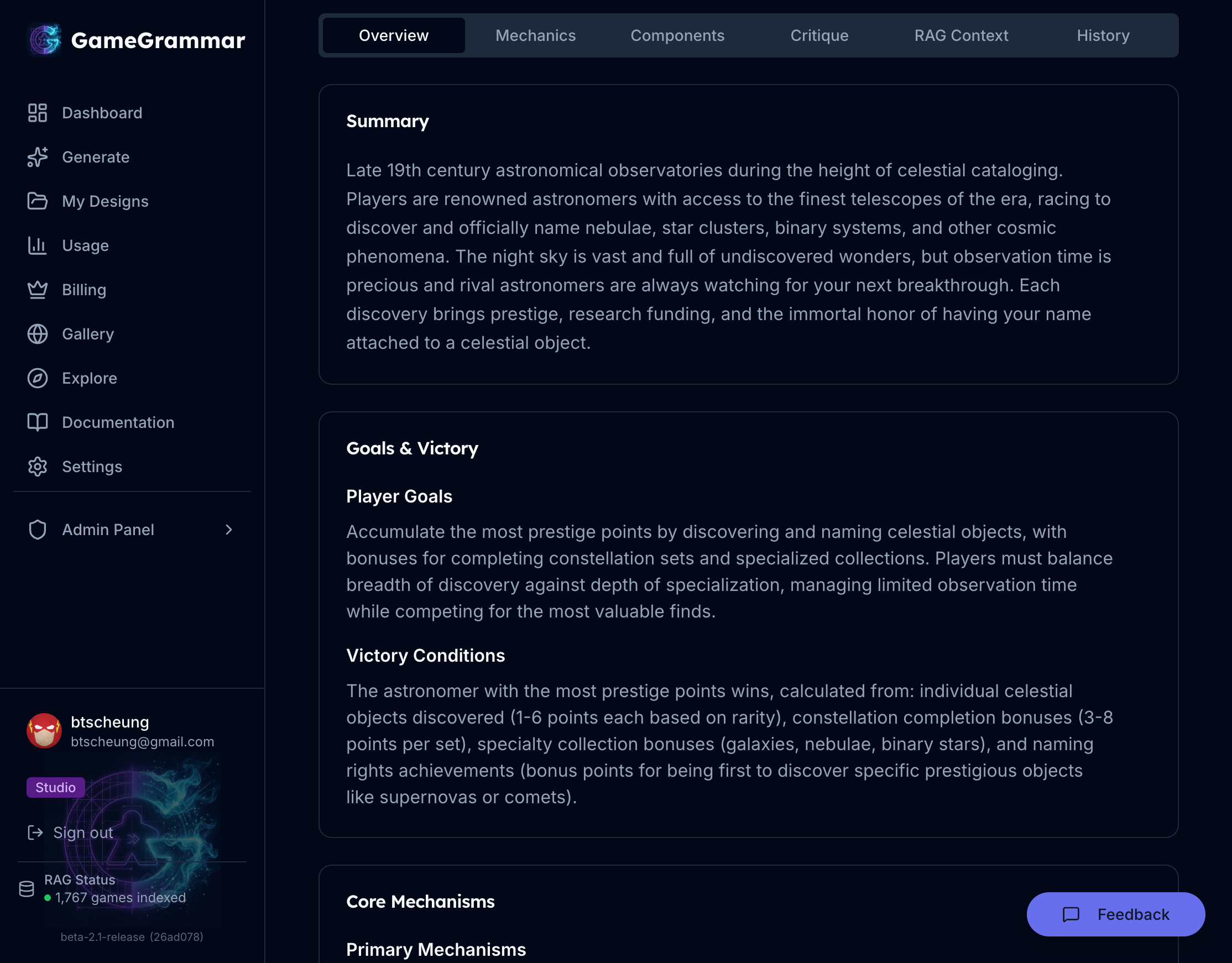 GameGrammar Workbench