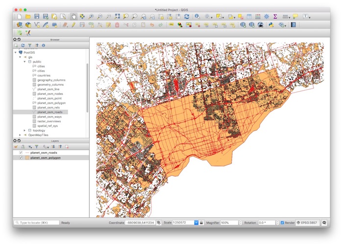 PostGIS QGIS Polygons and Roads