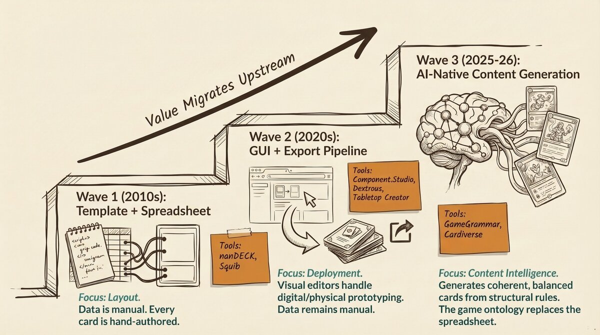 Three Waves of Card Game Design Tools